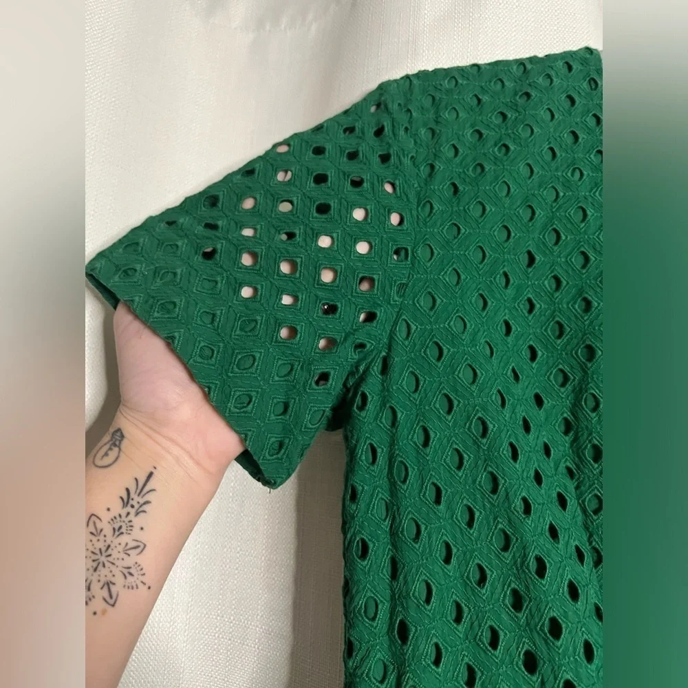 Anthropologie & Other Stories Green Eyelet Short Sleeve Dress 6
